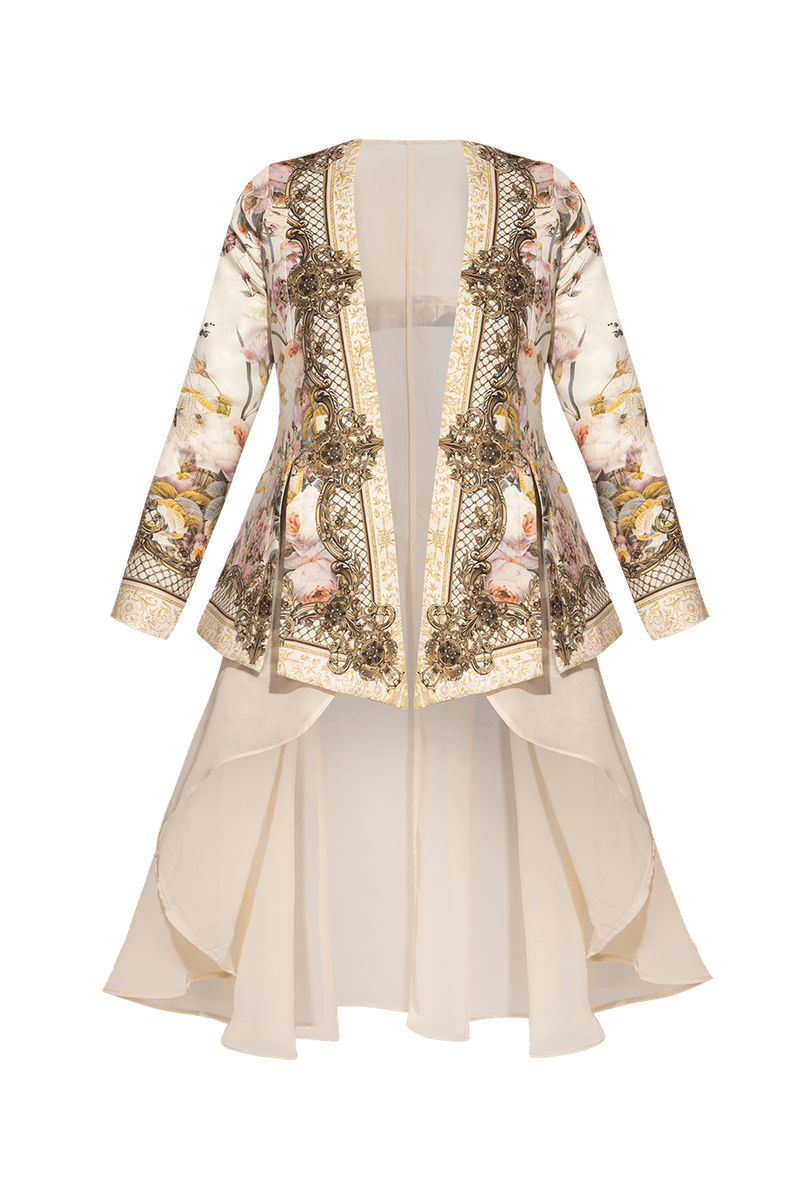 ELEGANT PRINTED CARDIGAN WITH CHIFFON BACK - BAROQUE FLOWERS JIORO ЕЛЕГАНТНА ЖИЛЕТКА С ПРИНТ И ШИФОНЕН ГРЪБ - BAROQUE FLOWERS JIORO