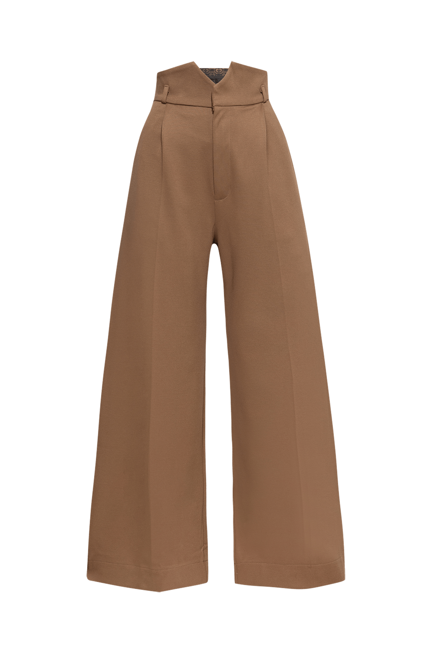 VISCOSE BLEND HIGH-WAISTED BEIGE TROUSERS – ESSENTIALS