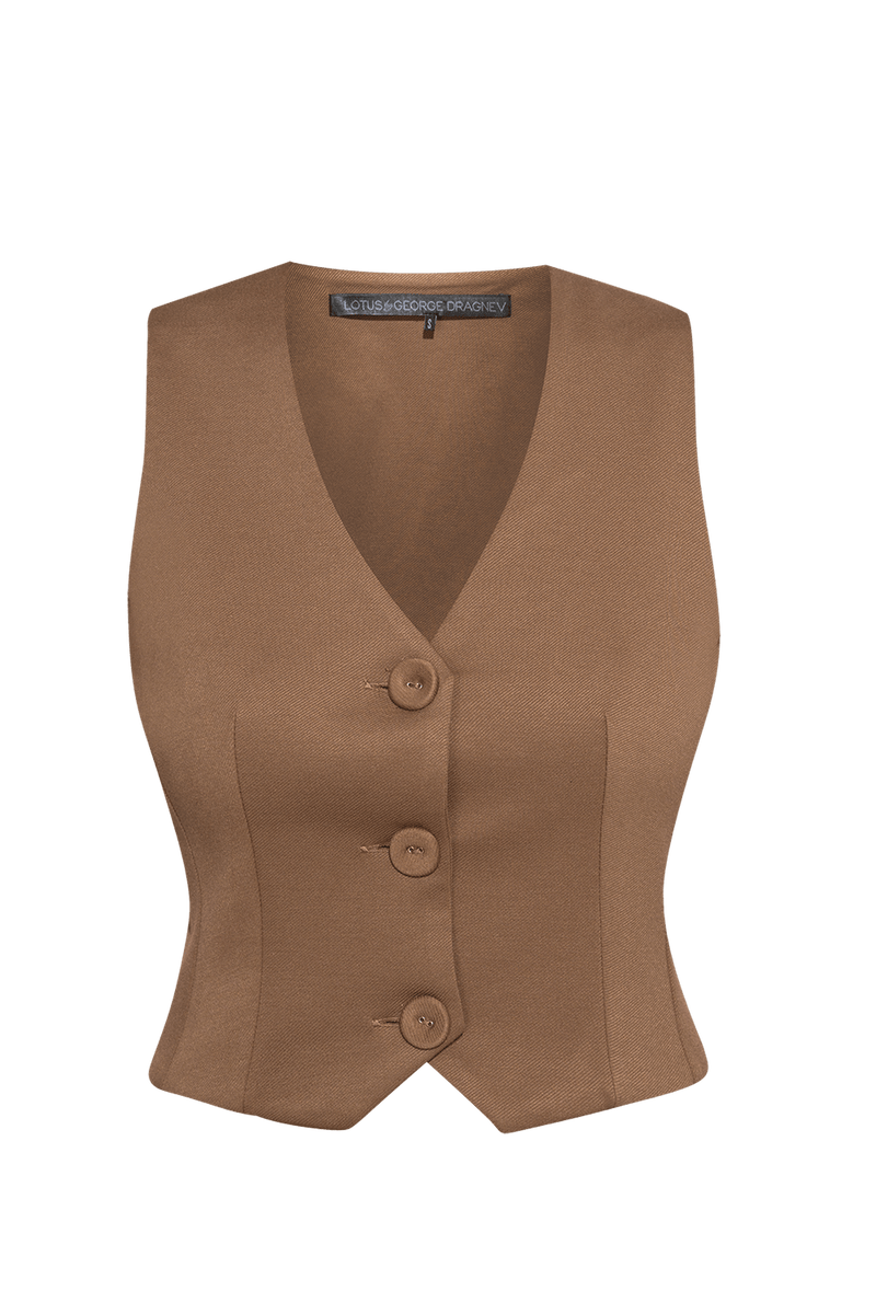 VISCOSE BLEND VEST IN BEIGE - ESSENTIALS JIORO ЕЛЕК ОТ ВИСКОЗА В БЕЖОВО - ESSENTIALS JIORO