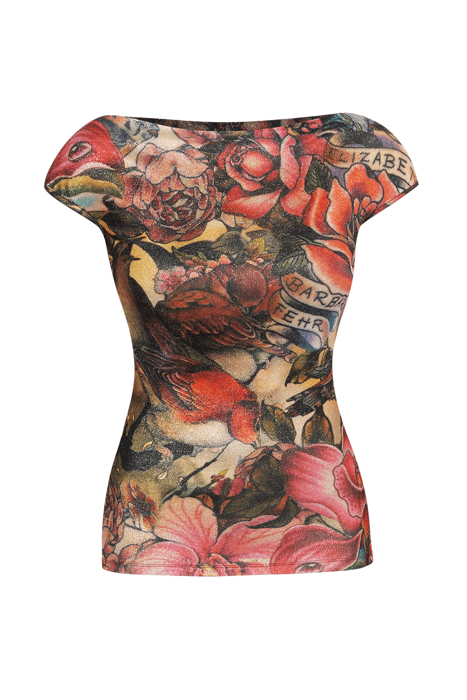 DESIGNER TOP WITH SHORT SLEEVES AND SHINE - TATTOO STAR