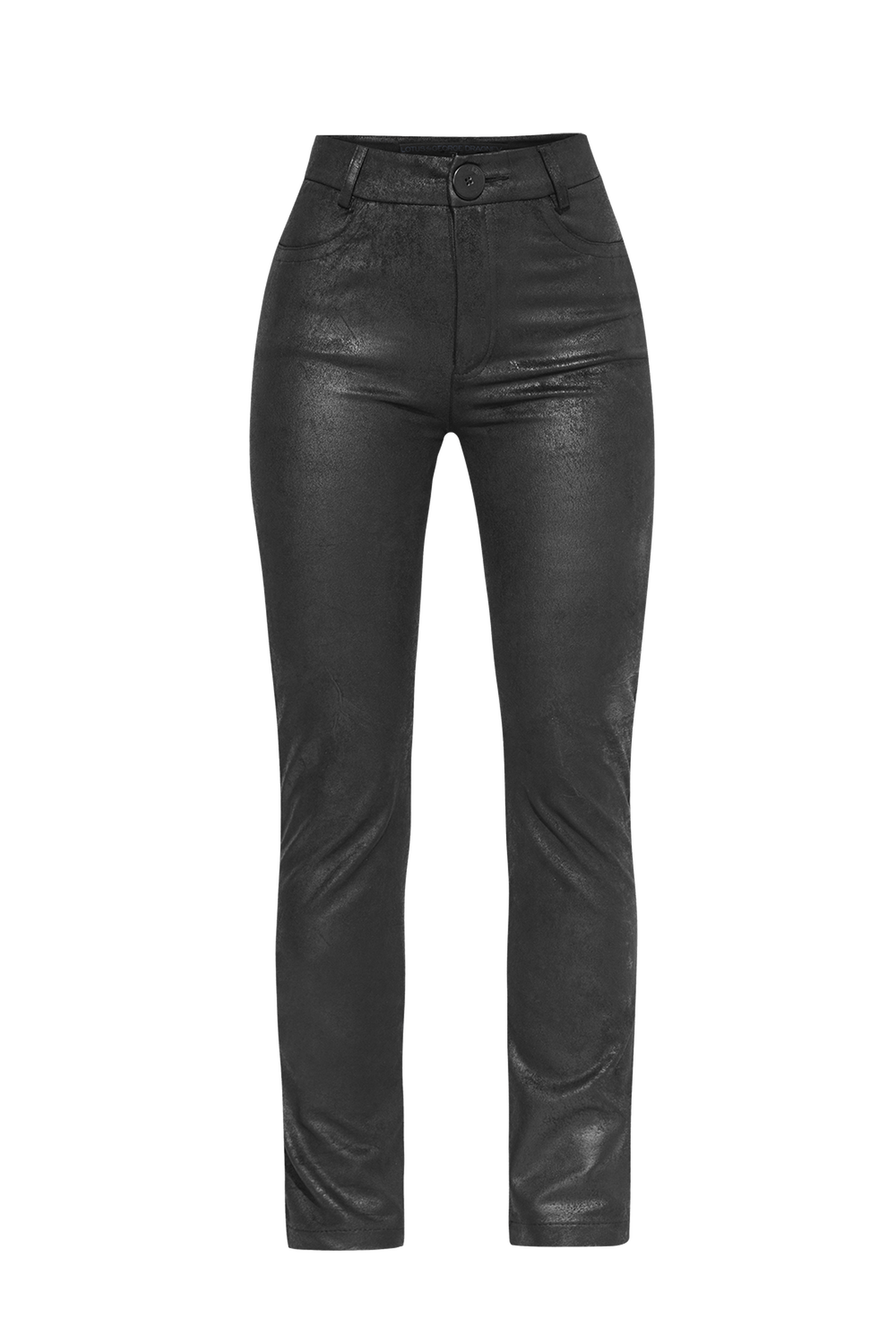 HIGH WAIST SLIM TROUSERS IN BLACK SUEDE - ESSENTIALS