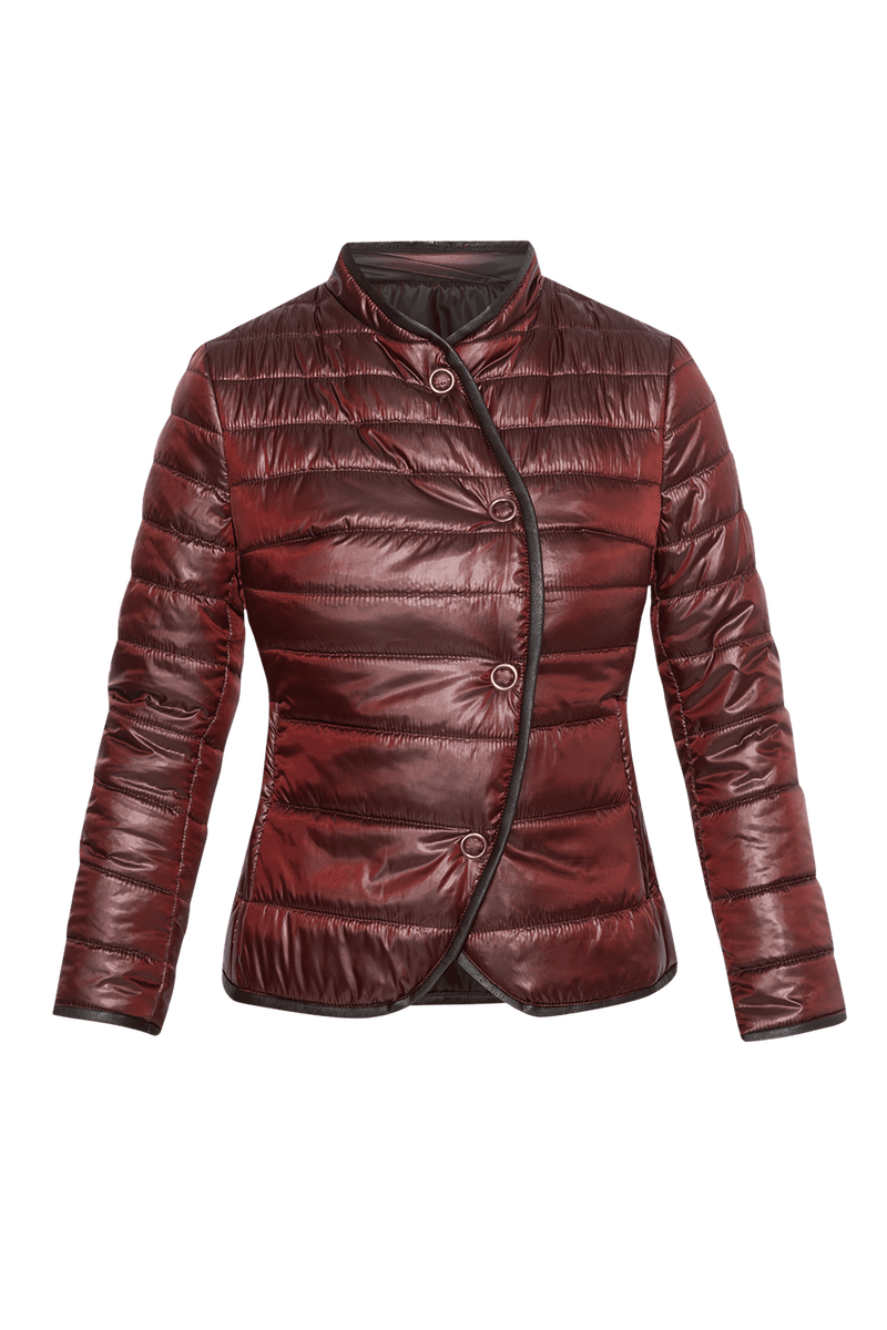 LIGHTLY COATED JACKET WITH QUILTED LINING IN BURGUNDY - ESSENTIALS JIORO ЯКЕ ОТ ПРОМАЗКА В БОРДО - ESSENTIALS JIORO