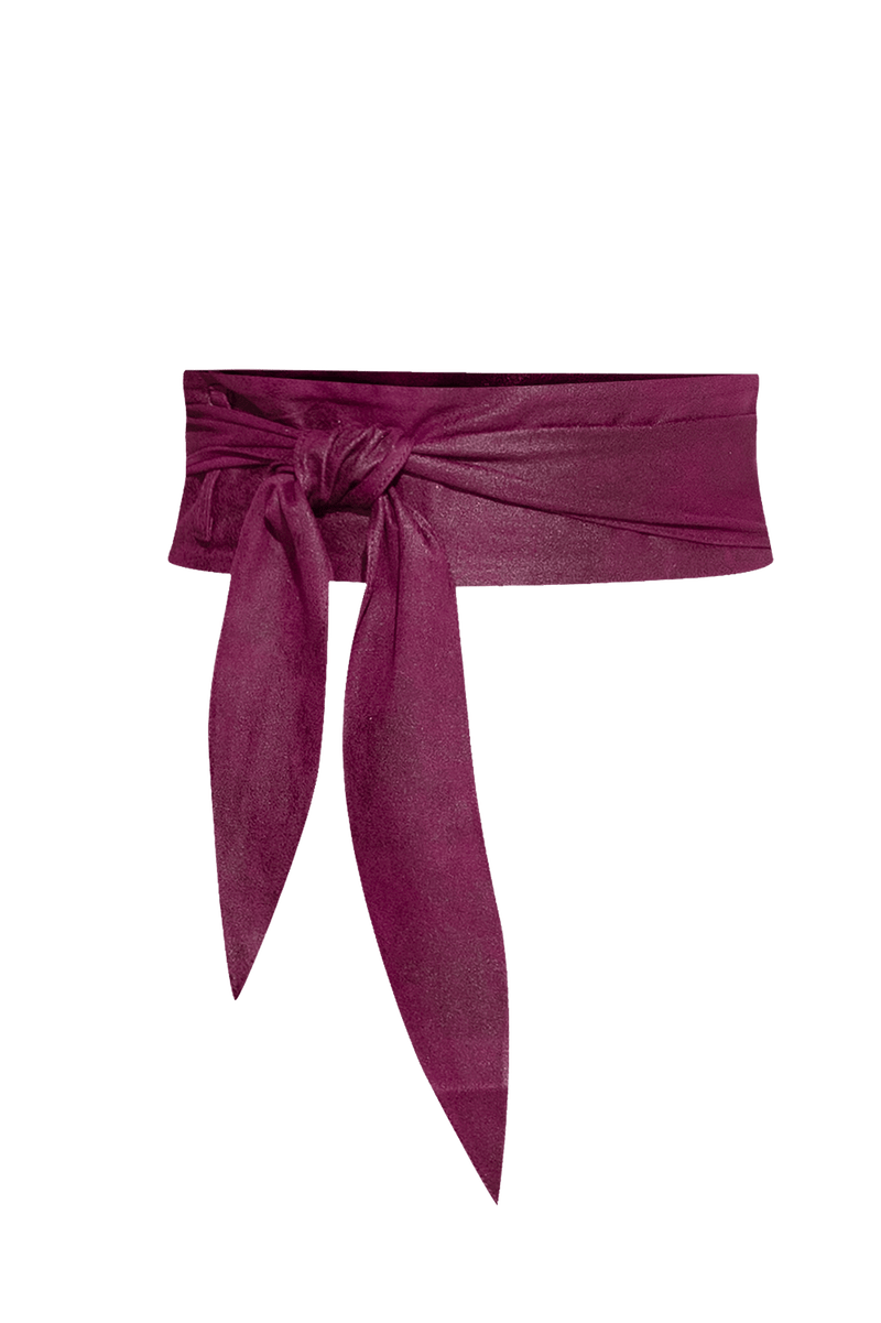 WRAP-STYLE BELT - SUEDE-LIKE IN BURGUNDY - ESSENTIALS JIORO КОЛАН ОТ ВЕЛУР В БОРДО - ESSENTIALS JIORO