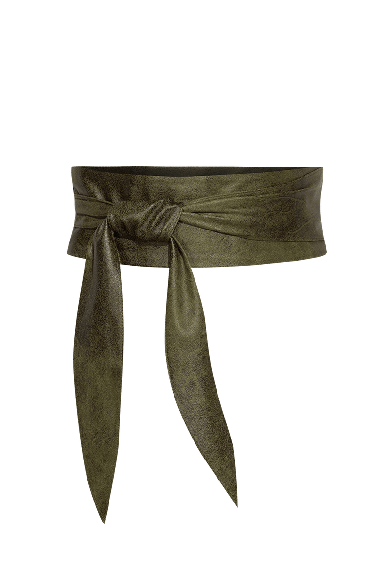 WRAP-STYLE BELT - SUEDE-LIKE IMITATION IN OLIVE GREEN - ESSENTIALS