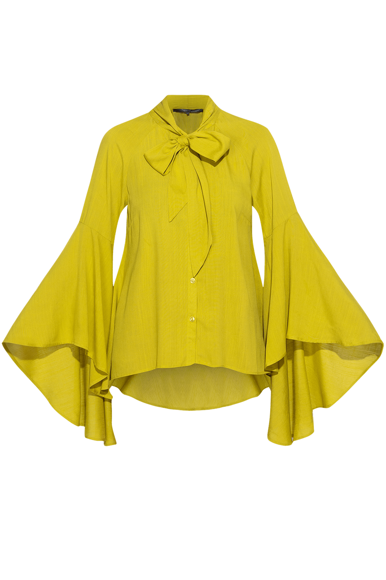 YELLOW ORCHE VISCOSE BLOUSE WITH FLARED SLEEVES – ESSENTIALS
