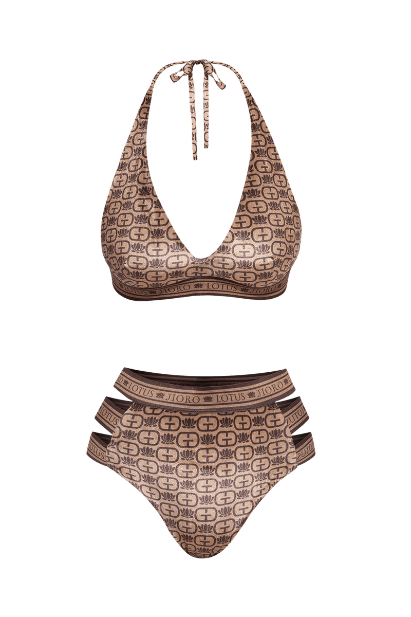 BIKINI-STYLE BOTTOM - MOCHA MOUSSE LOGO JIORO ДОЛНИЩЕ С ВИСОКА ТАЛИЯ ОТ КАДИФЕ - MOCHA MOUSSE LOGO JIORO