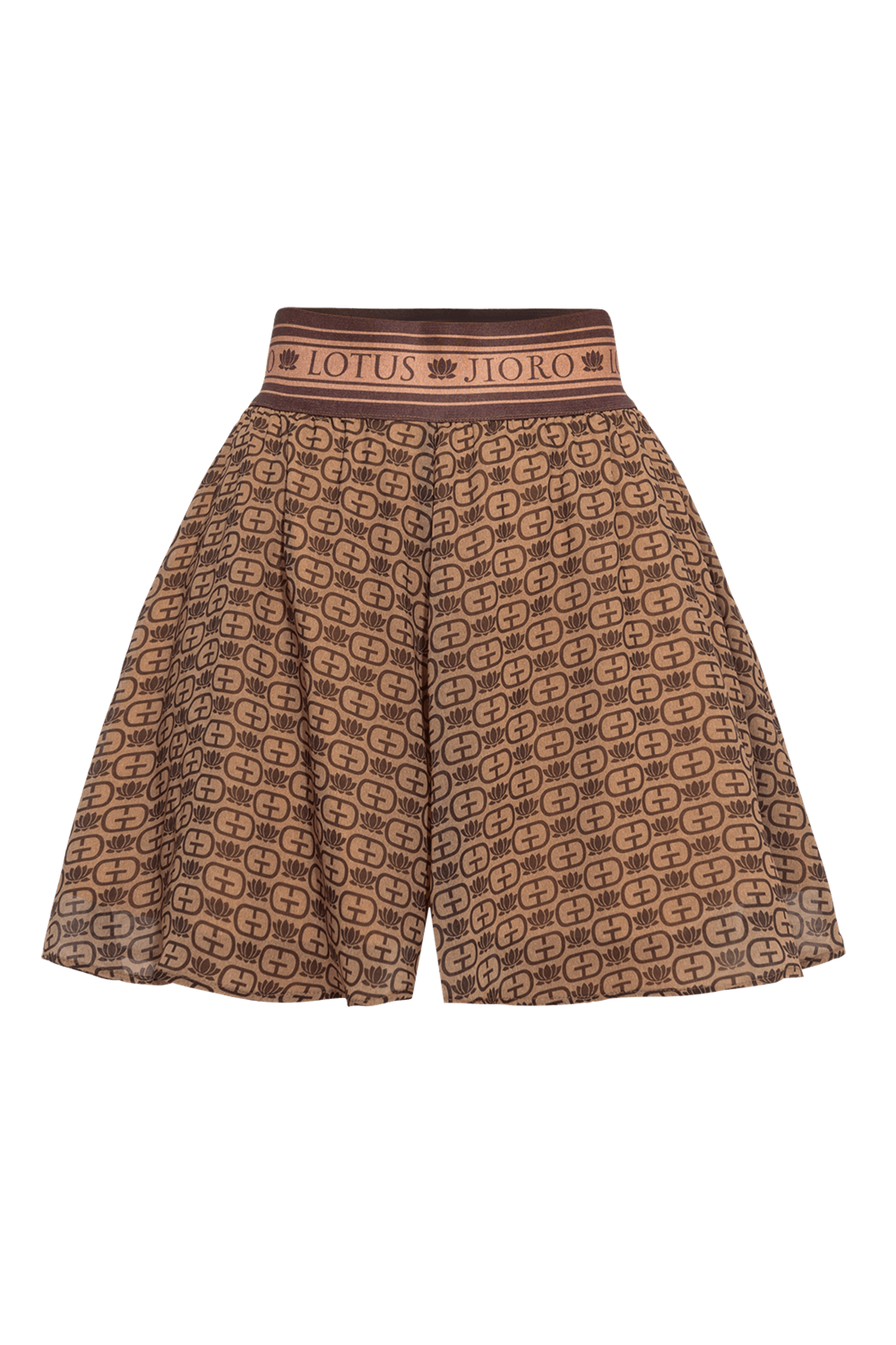 FLARED BERMUDA SHORTS WITH ELASTIC WAIST AND COTTON LINING - MOCHA MOUSSE LOGO