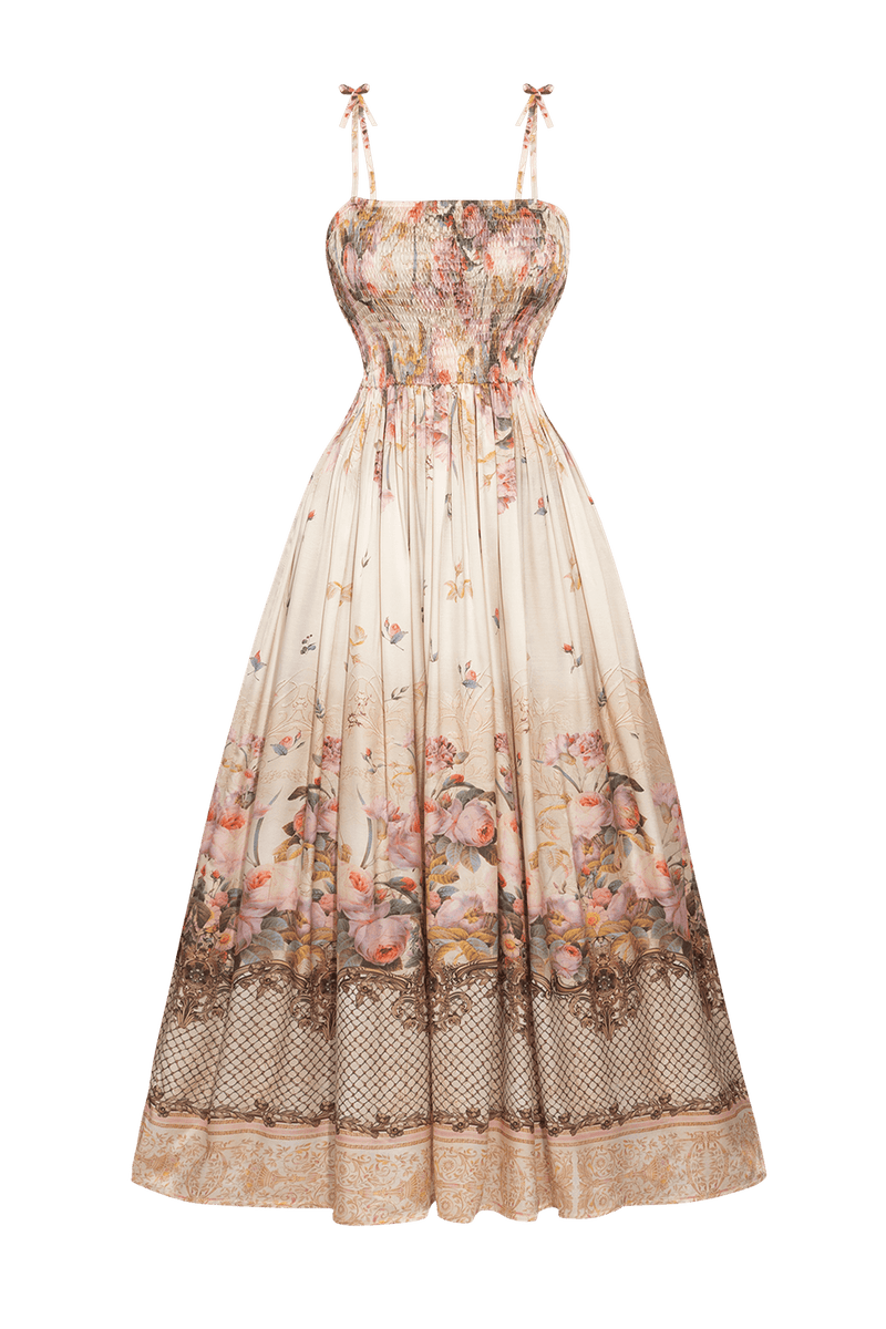 VISCOSE DRESS WITH STRAPS - BAROQUE FLOWERS
