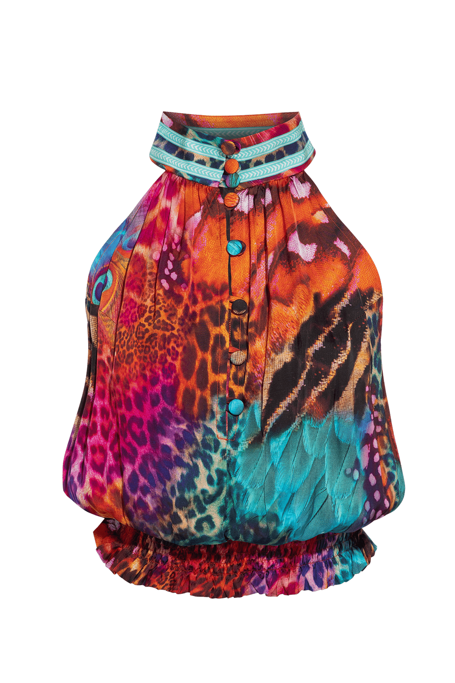 VISCOSE SATIN CROP TOP - LEO NEON WILD