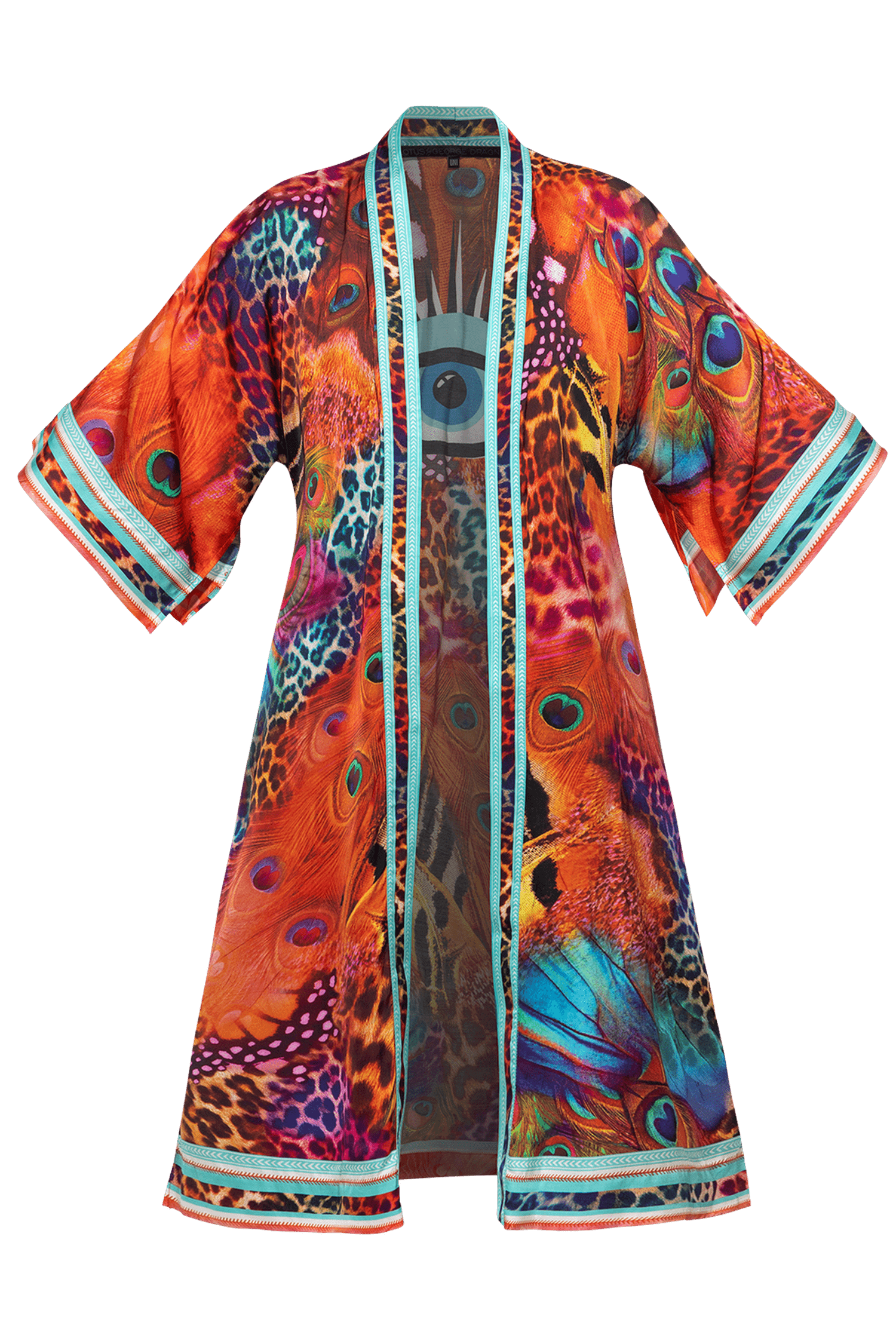 SATIN VISCOSE KIMONO - LEO NEON WILD