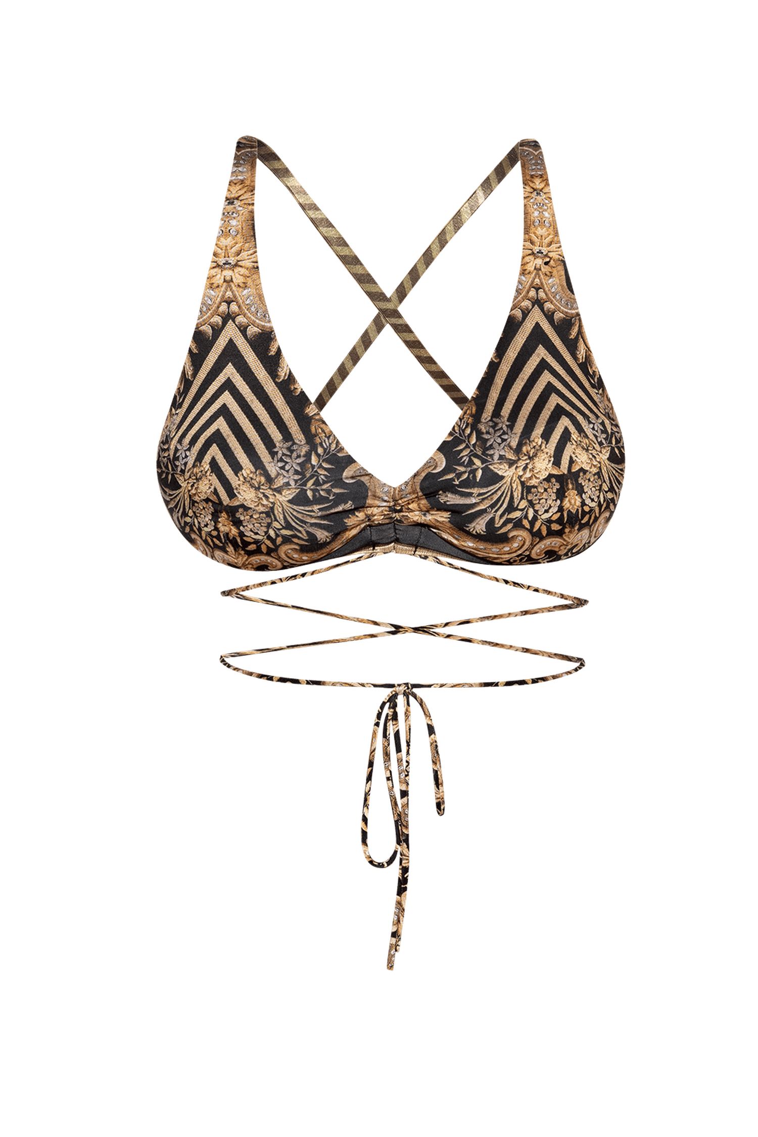 SWIM TOP WITH TIES - GOLDEN STRIPES