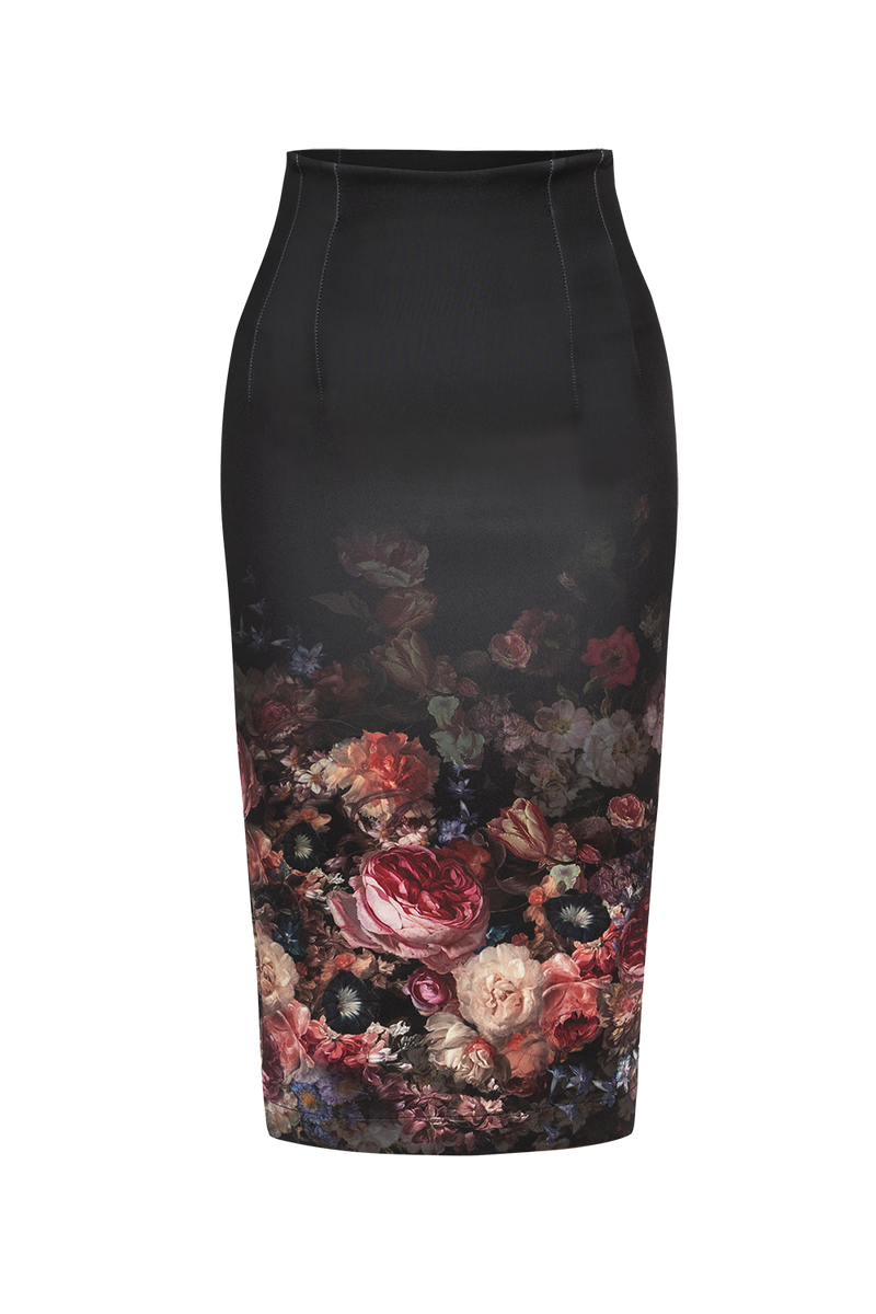 KNEE LEGHT SKIRT - VINTAGE FLOWERS JIORO ПОЛА ДО КОЛЯНОТО С ПРИНТ В ДОЛНАТА ЧАСТ - VINTAGE FLOWERS JIORO