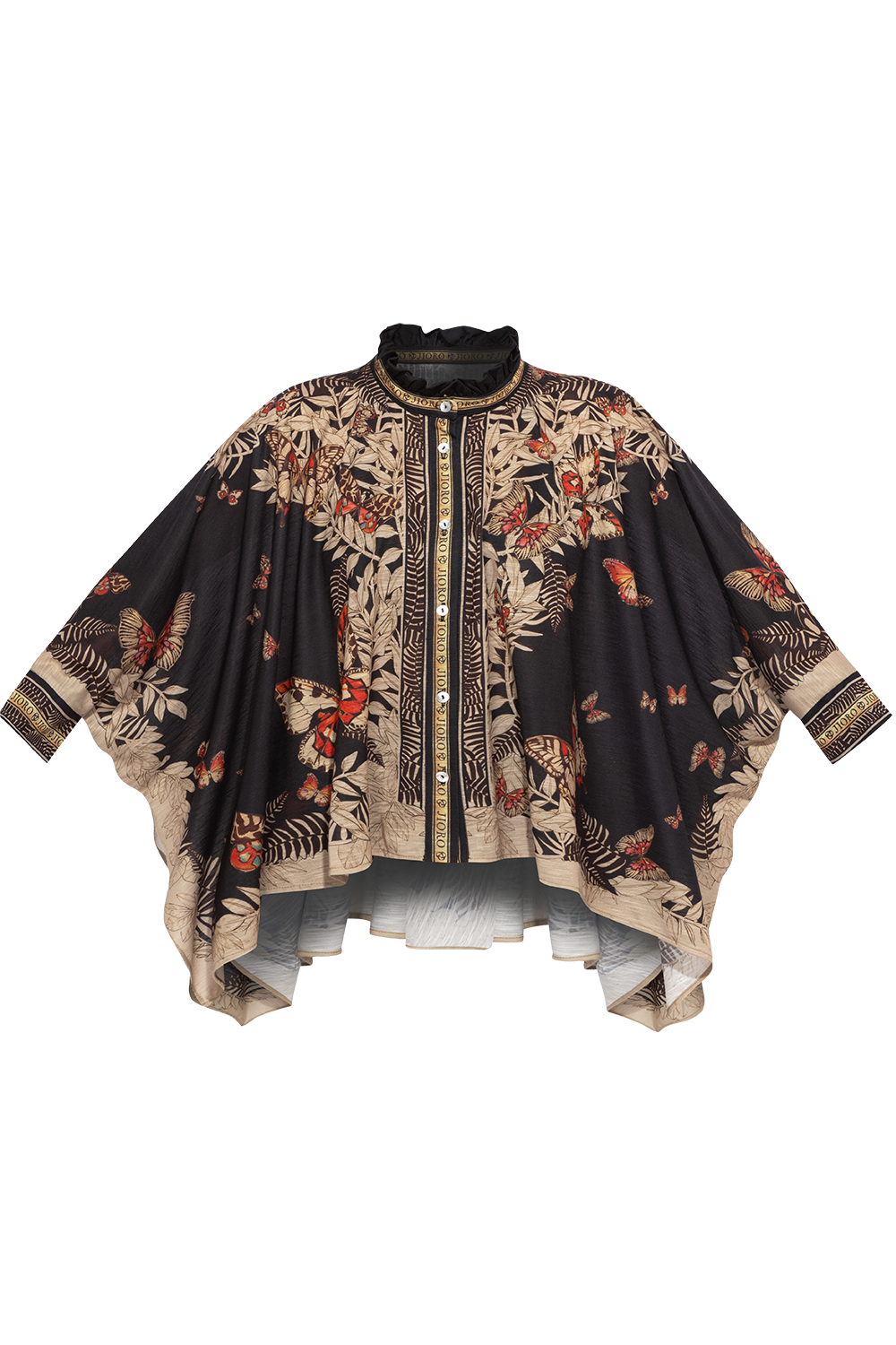 SQUARE TUNIC WITH RUFFLED COLLAR - MIDNIGHT BUTTERFLIES