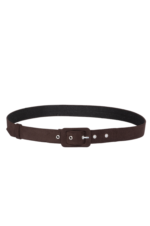 SUEDE-EFFECT BELT IN DARK BROWN - ESSENTIALS JIORO КОЛАН В ТЪМНО КАФЯВО С ВЕЛУРЕН ЕФЕКТ - ESSENTIALS JIORO