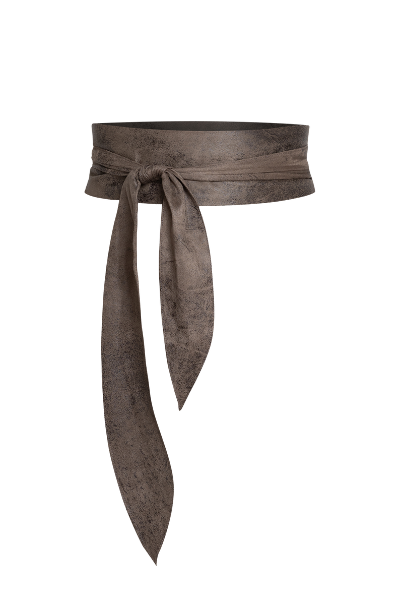 WRAP-STYLE BELT SUEDE-LIKE IN MOCHA - ESSENTIALS - JIORO  КОЛАН ОТ ВЕЛУР В ЦВЯТ МОКА - ESSENTIALS JIORO