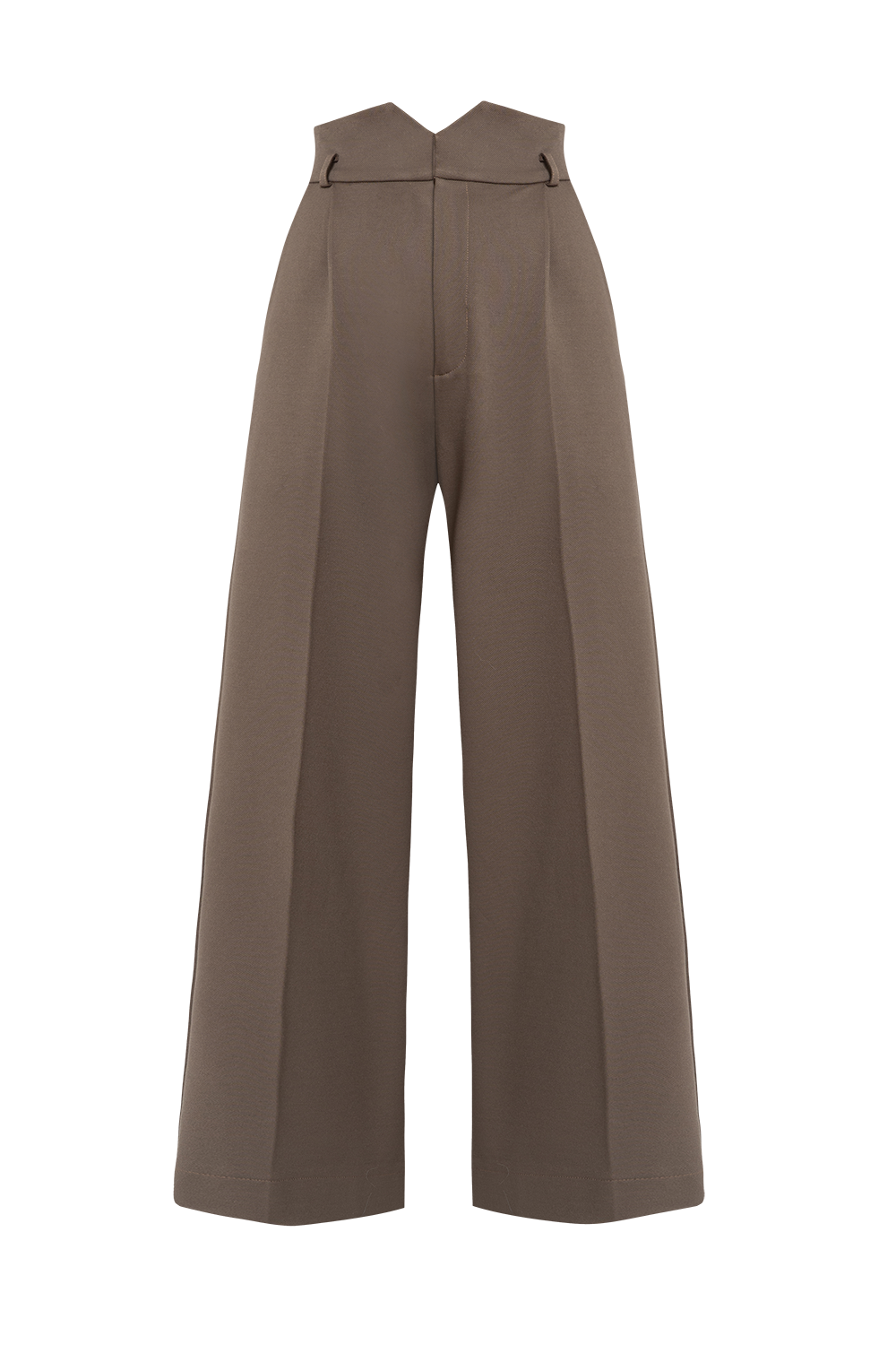VISCOSE BLEND HIGH-WAISTED TROUSERS IN MOCHA - ESSENTIALS JIORO ШИРОК ПАНТАЛОН ОТ ВИСКОЗА С ВИСОКА ТАЛИЯ В МОКА - ESSENTIALS JIORO
