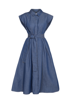 LIGHTWEIGHT DENIM A-LINE SHIRT DRESS - ESSENTIALS JIORO РОКЛЯ ТИП РИЗА ОТ ТЪНЪК ДЕНИМ И ПОДВИЖЕН КОЛАН - ESSENTIALS JIORO