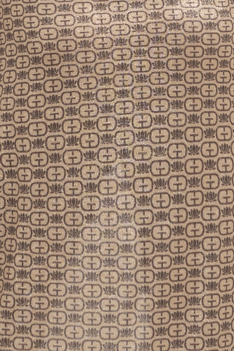 ASYMMETRIC LUREX DRESS WITH KNOT DETAIL AND FRONT DRAWSTRING - DARK BROWN LOGO