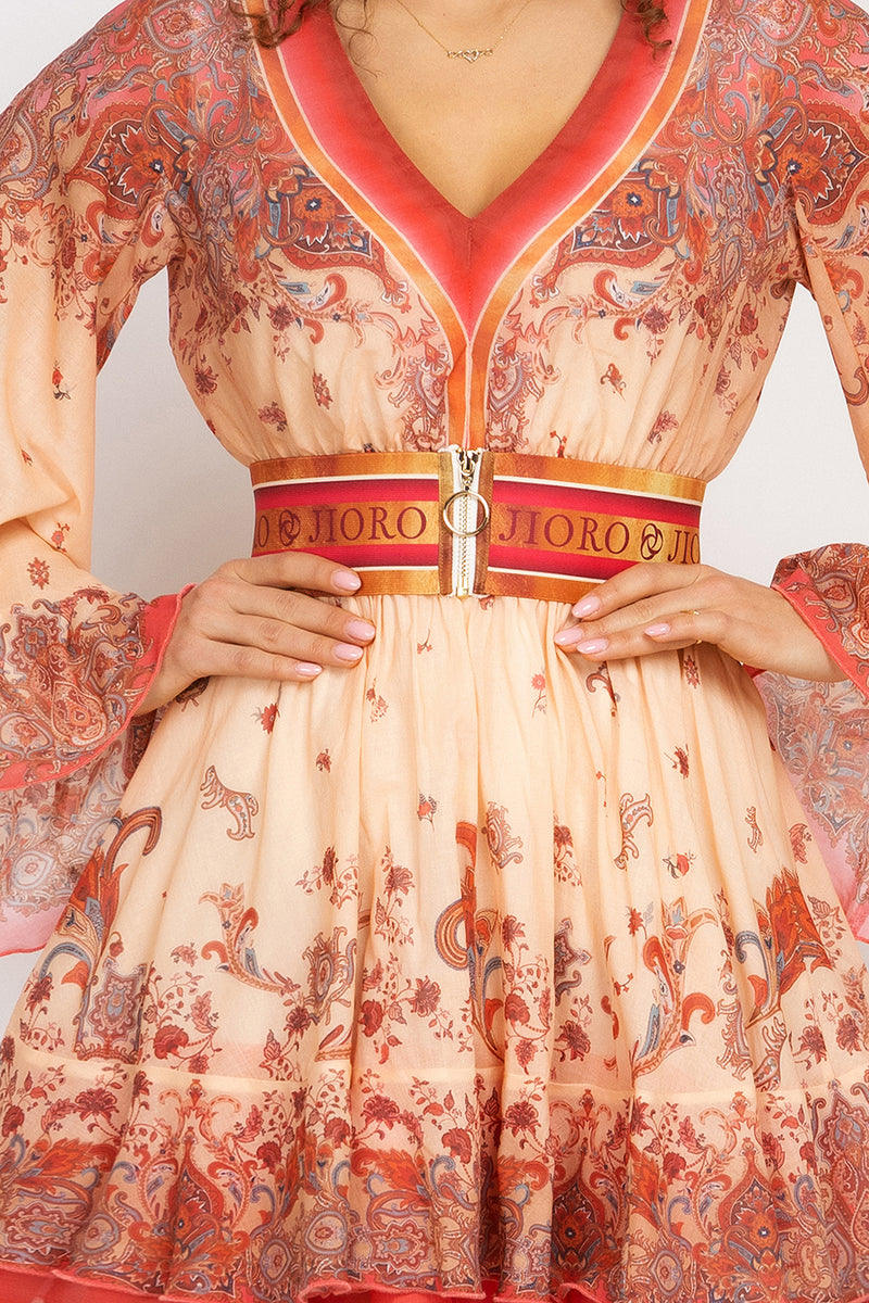 WIDE ELASTIC BELT WITH ZIPPER - PAISLEY POPPY JIORO ШИРОК ЛАСТИЧЕН КОЛАН С ЦИП - PAISLEY POPPY JIORO