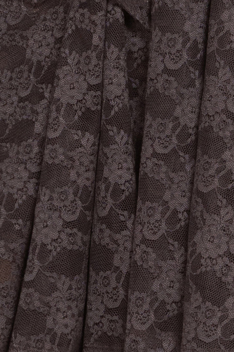ASYMMETRIC LACE TUNIC WITH GATHERED DETAILS ESPRESSO - ESSENTIALS JIORO АСИМЕТРИЧНА ДАНТЕЛЕНА ТУНИКА С НАБОРИ В ЕСПРЕСО – ESSENTIALS JIORO
