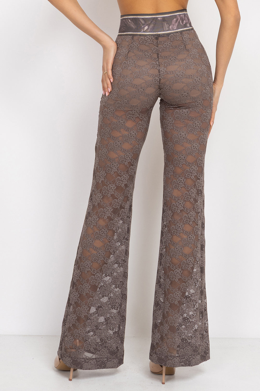 MOCHA LACE CHARLESTON PANTS WITH SEPARATE COTTON SHORTS LINING - ESSENTIALS JIORO ЧАРЛСТОН ПАНТАЛОН ОТ ДАНТЕЛА В МОКА С ОТДЕЛНИ ПАМУЧНИ ПАНТАЛОНКИ - ESSENTIALS JIORO