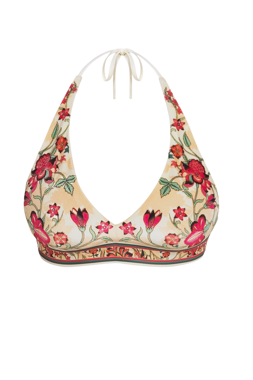 TRIANGLE VELVET TOP - PAISLEY RED