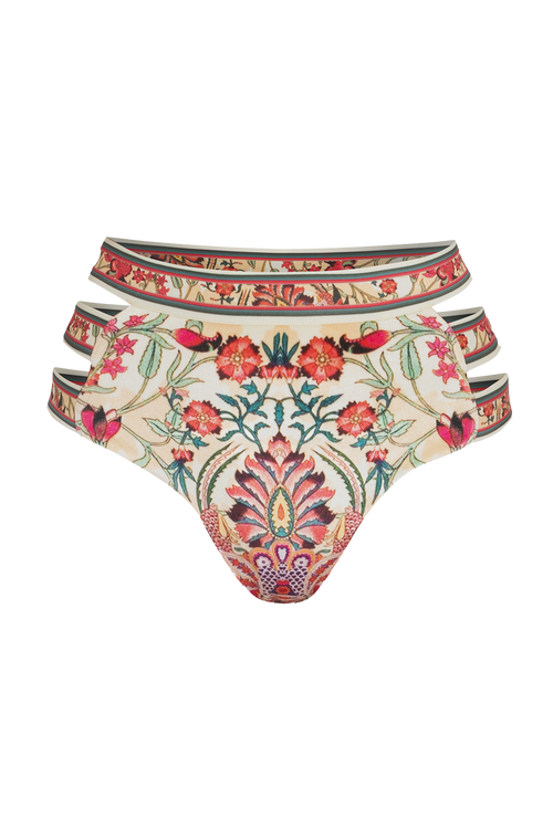 VELVET BIKINI-STYLE BOTTOM - PAISLEY RED