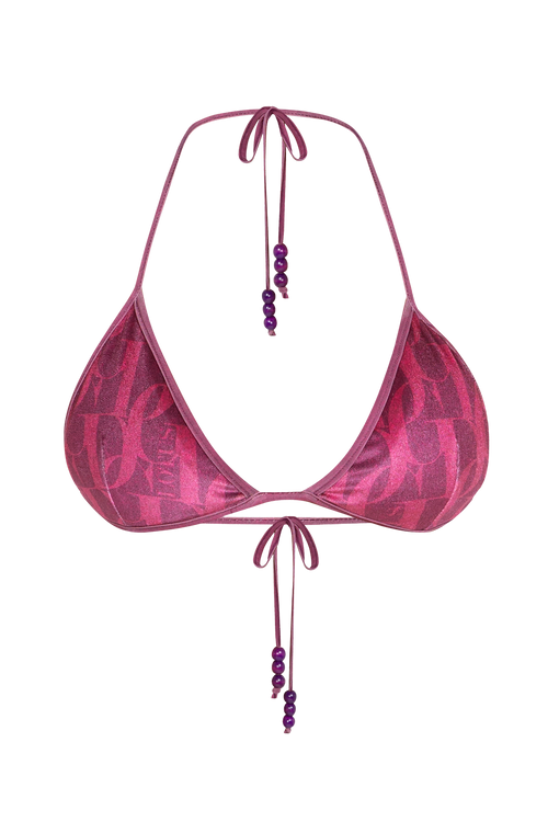 VELVET TRIANGLE TOP - BURGUNDY LOGO