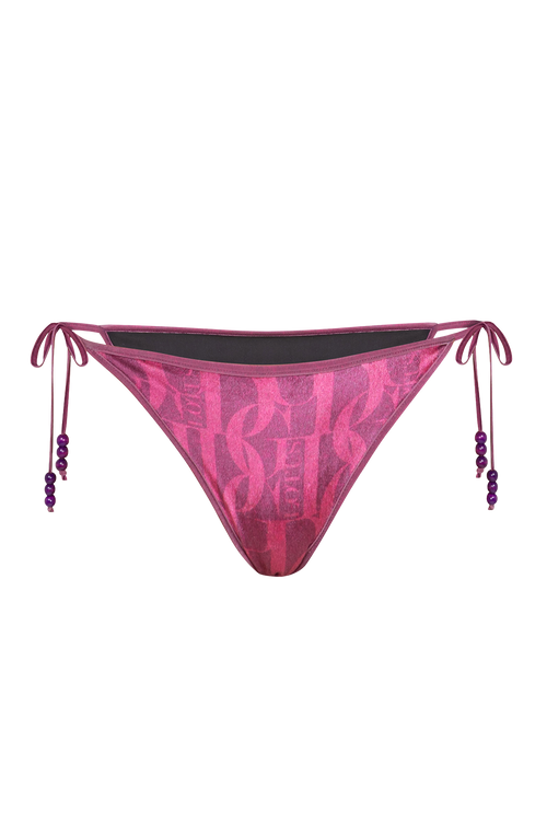 VELVET SWIM BOTTOM - BURGUNDY LOGO