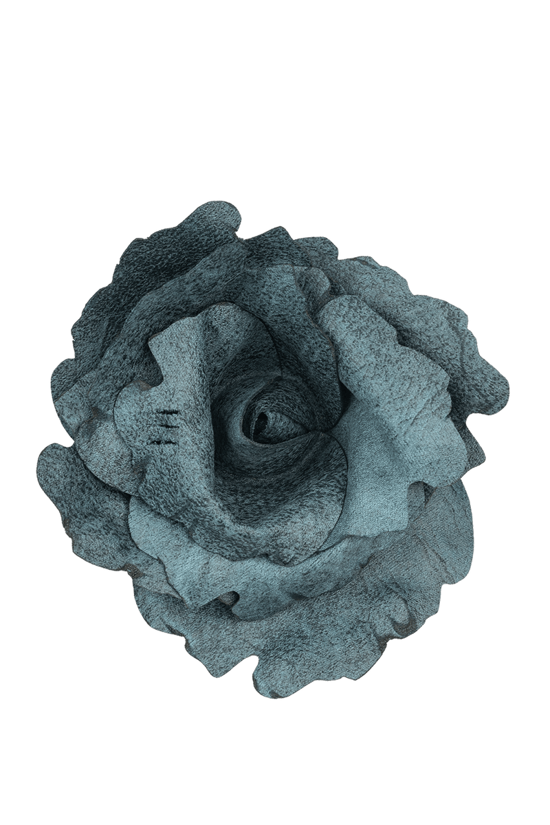 MEDIUM SUEDE-LOOK AZUR BLUE ROSE BROOCH JIORO РЪЧНО ИЗРАБОТЕНА БРОШКА ОТ ВЕЛУР СРЕДНО ЦВЕТЕ В АЗУРНО СИНЬО JIORO