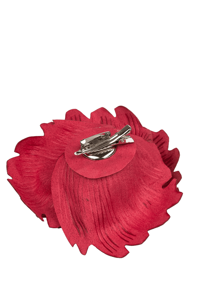SMALL SUEDE-LOOK CYCLAMEN ROSE BROOCH