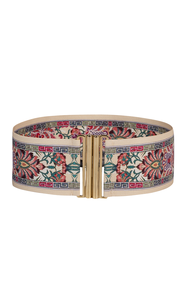 WIDE ELASTIC BELT WITH BUCKLE - PAISLEY RED JIORO ЕЛАСТИЧЕН ШИРОК КОЛАН С КАТАРАМА - PAISLEY RED JIORO