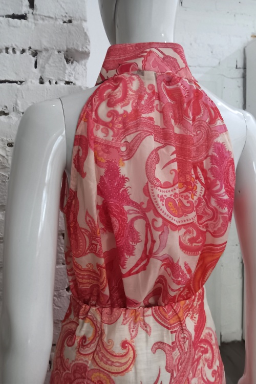 ПАМУЧНА РИЗА С КОПЧЕТА БЕЗ РЪКАВИ - PAISLEY RED FLOWERS - изглед 5
