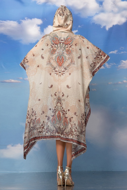 КИМОНО С КАЧУЛКА ОТ КОПРИНА И ПАМУК - PAISLEY BEIGE - изглед 6