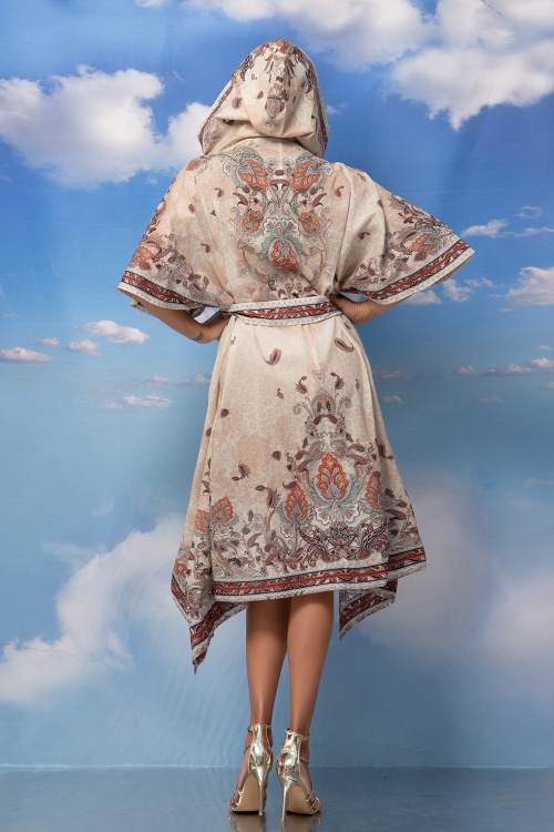 КИМОНО С КАЧУЛКА ОТ КОПРИНА И ПАМУК - PAISLEY BEIGE - изглед 10