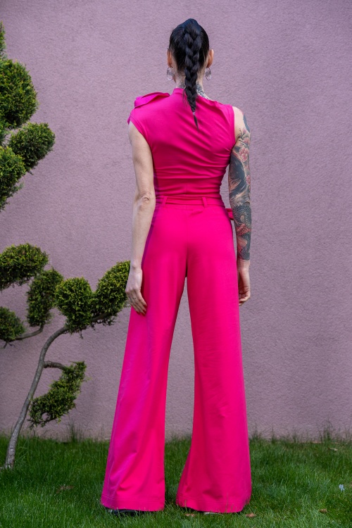 Flared Pants with Belt in Fuchsia – DIVANILLA - look 9