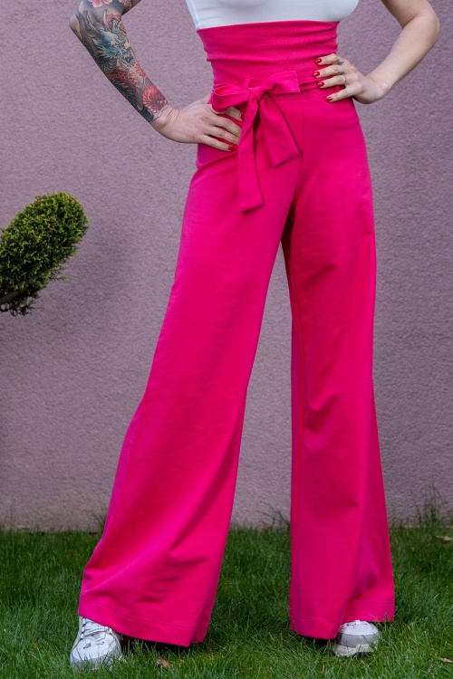 Flared Pants with Belt in Fuchsia – DIVANILLA