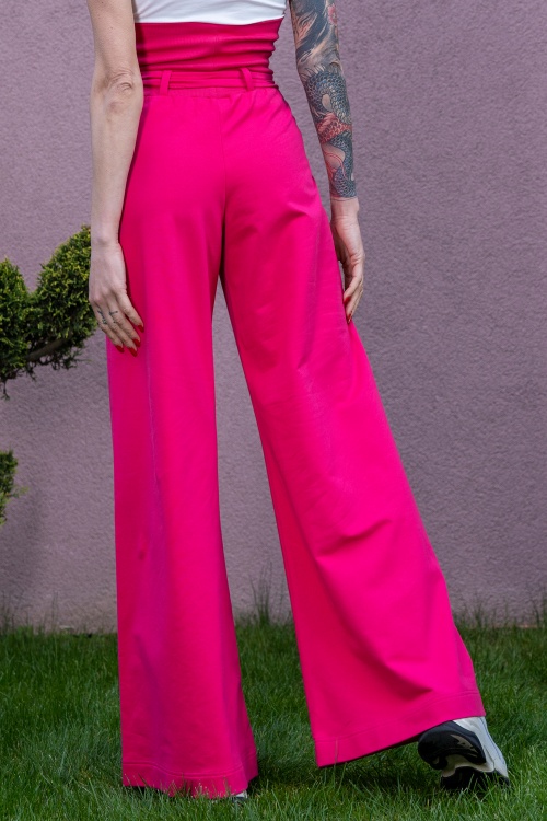 Flared Pants with Belt in Fuchsia – DIVANILLA - look 2