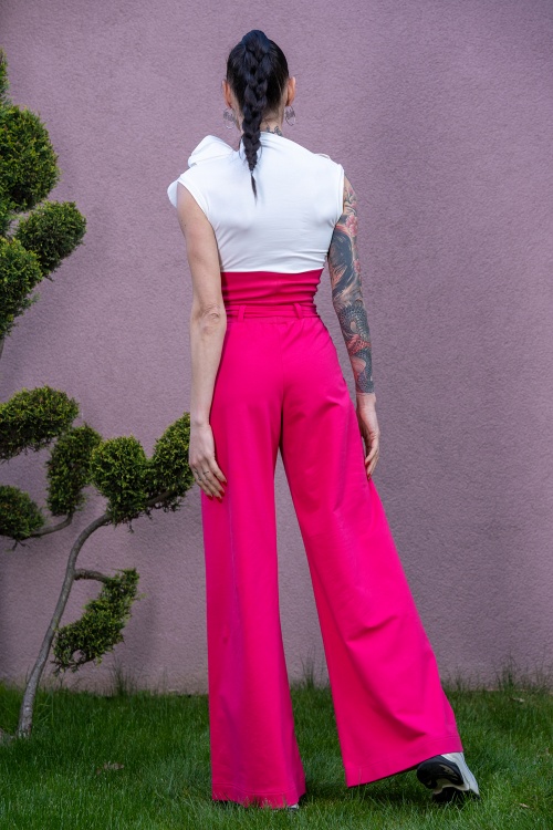 Flared Pants with Belt in Fuchsia – DIVANILLA - look 4