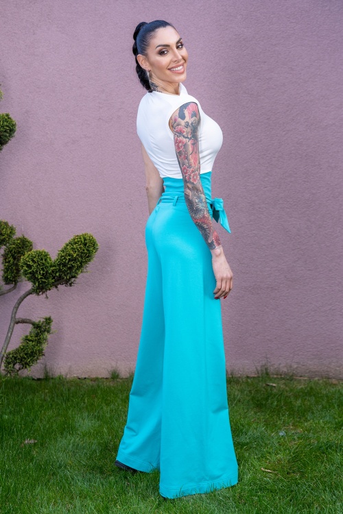 Flared Pants with Belt in Mint – DIVANILLA - look 6