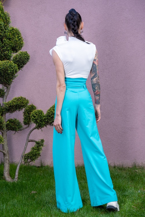 Flared Pants with Belt in Mint – DIVANILLA - look 2