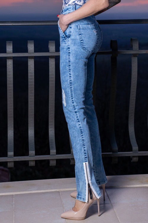 DENIM SLIM PANTS WITH ZIPPERS - ESSENTIALS - look 14