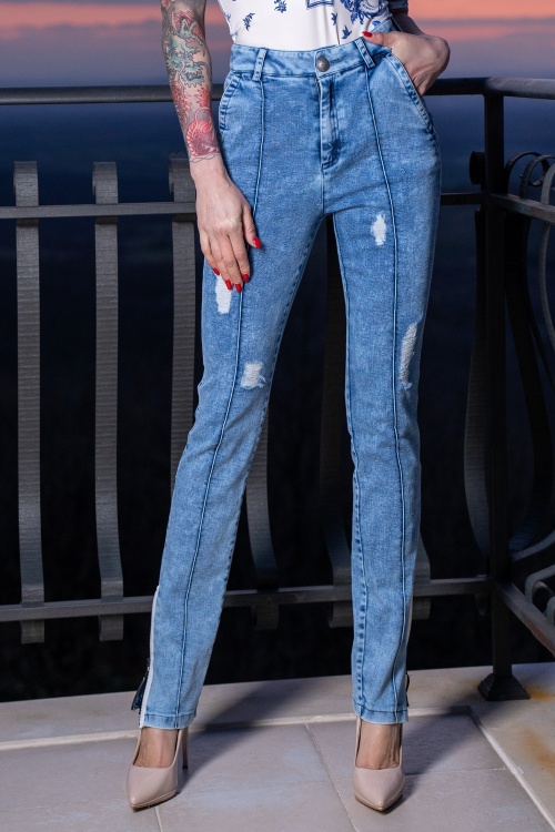 DENIM SLIM PANTS WITH ZIPPERS - ESSENTIALS - look 3