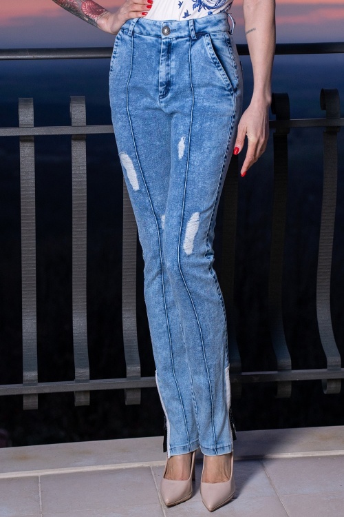 DENIM SLIM PANTS WITH ZIPPERS - ESSENTIALS - look 18