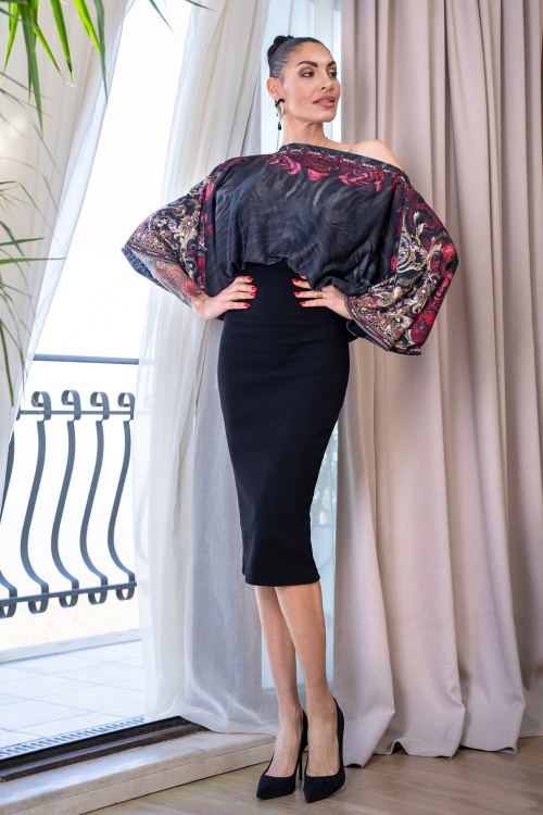 BLOUSE WITH BAT SLEEVE - BLACK TIGER - look 4