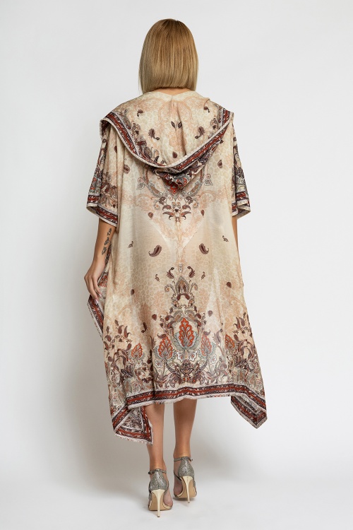 КИМОНО С КАЧУЛКА ОТ КОПРИНА И ПАМУК - PAISLEY BEIGE - изглед 14