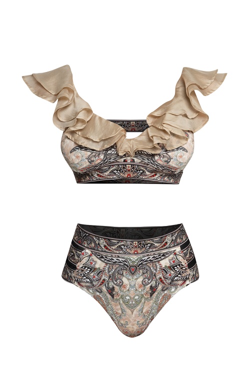 ГОРНИЩЕ ТИП КРОП ТОП - PAISLEY BEIGE - изглед 3
