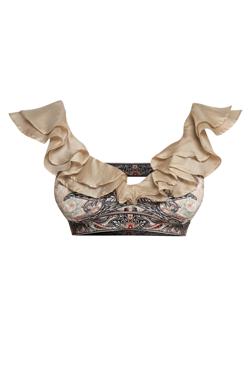 ГОРНИЩЕ ТИП КРОП ТОП - PAISLEY BEIGE - изглед 1