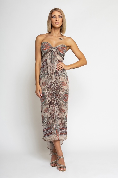 СЕТ ПАРЕО И ШАЛ ОТ ВИСКОЗА И КОПРИНА – PAISLEY BEIGE - изглед 3