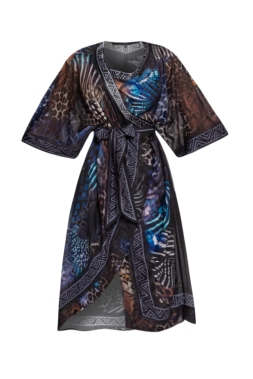 SILK COTTON KIMONO - LEO NEON DARK